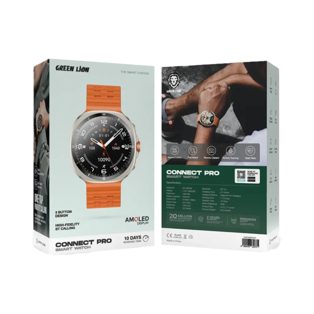GREENLION CONNECT PRO SMART WATCH AMOLED DISPLAY 10 DAYS WORKING TIME 3 BUTTON DESIGN